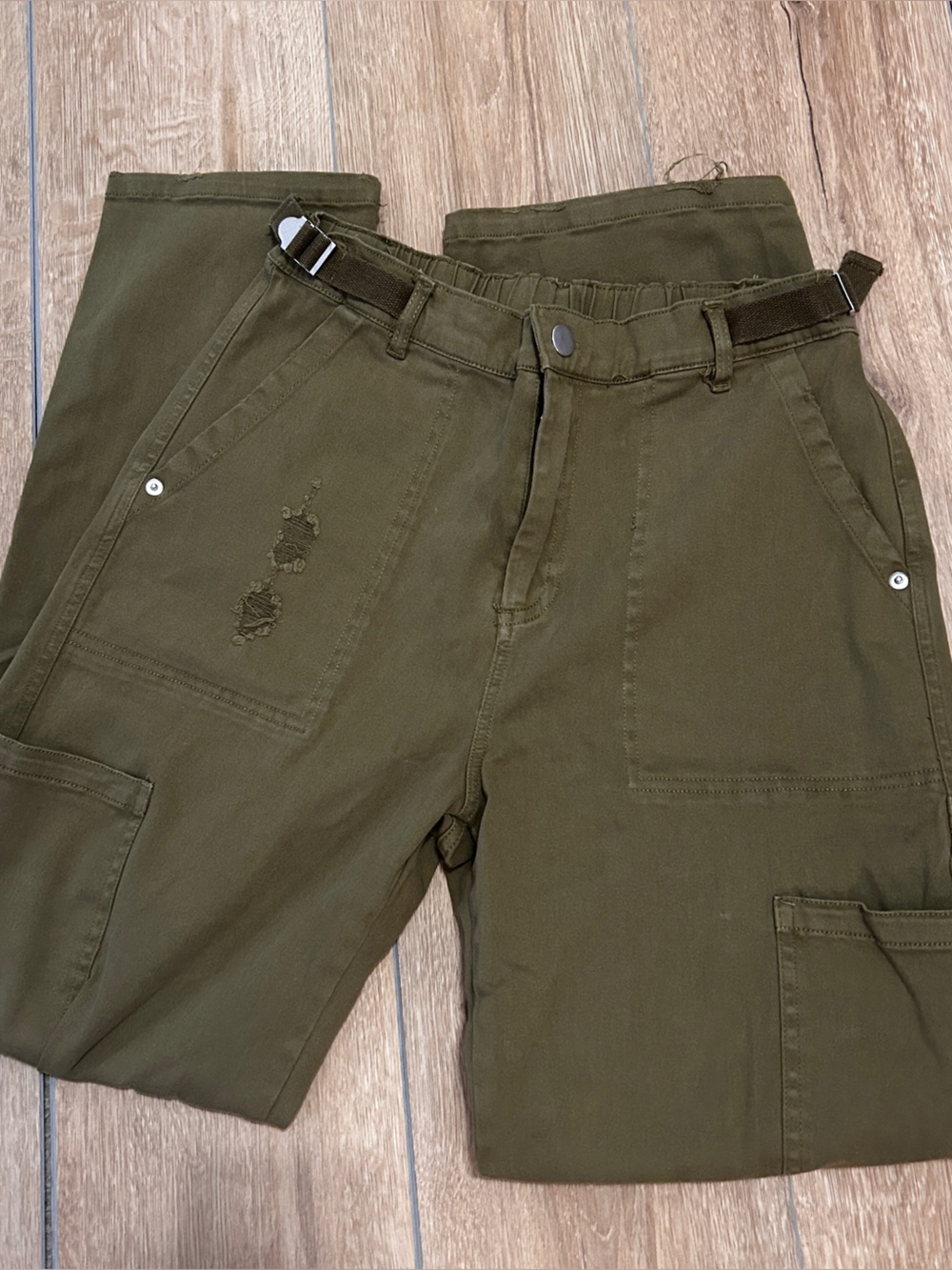 Ultra Flirt Olive Green Straight-Leg Utility Pants